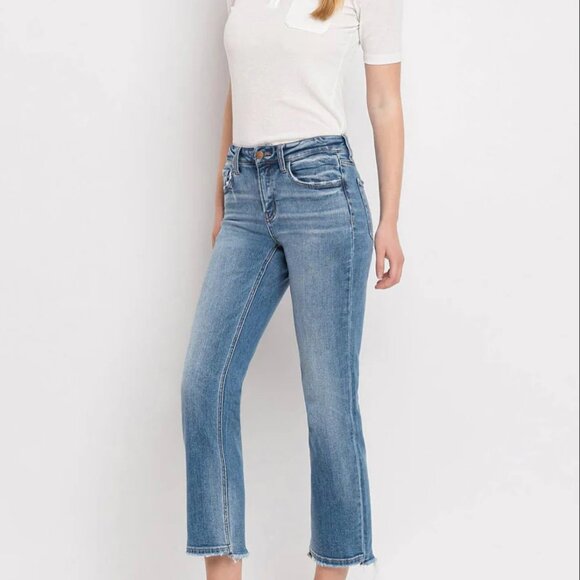 NWT Mid Rise Crop Straight Leg Jeans by Flying Monkey - Picture 4 of 9